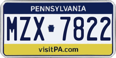 PA license plate MZX7822