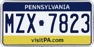 PA license plate MZX7823