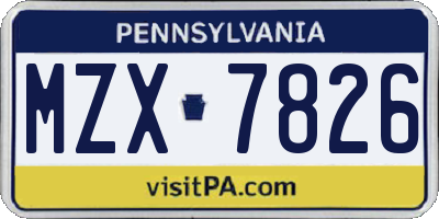 PA license plate MZX7826