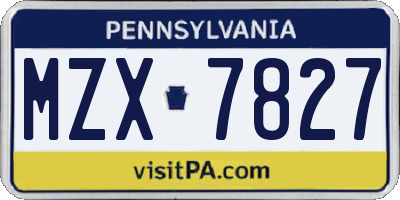 PA license plate MZX7827