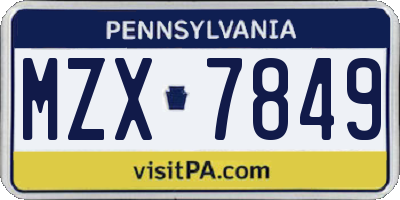 PA license plate MZX7849