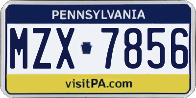 PA license plate MZX7856
