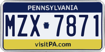 PA license plate MZX7871