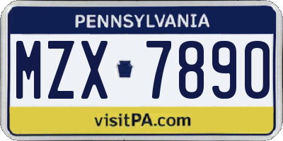 PA license plate MZX7890