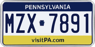 PA license plate MZX7891