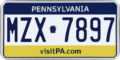 PA license plate MZX7897