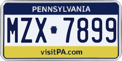 PA license plate MZX7899