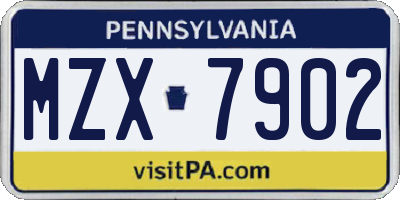 PA license plate MZX7902
