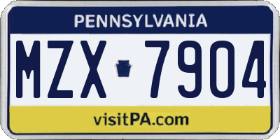 PA license plate MZX7904