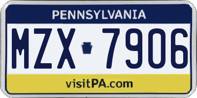 PA license plate MZX7906
