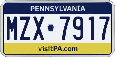PA license plate MZX7917