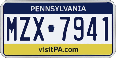 PA license plate MZX7941