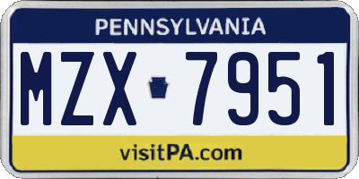 PA license plate MZX7951