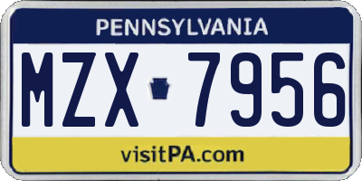 PA license plate MZX7956