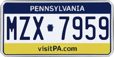 PA license plate MZX7959
