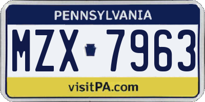 PA license plate MZX7963