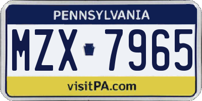 PA license plate MZX7965
