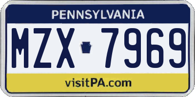 PA license plate MZX7969