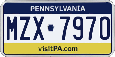 PA license plate MZX7970