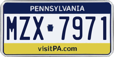 PA license plate MZX7971
