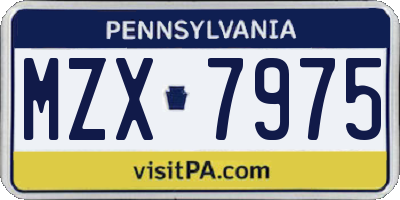PA license plate MZX7975