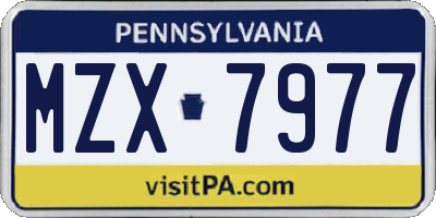 PA license plate MZX7977