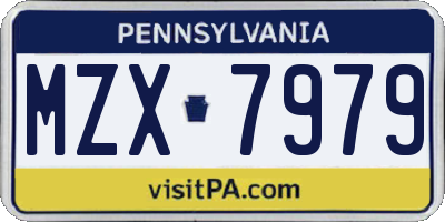 PA license plate MZX7979