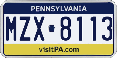 PA license plate MZX8113