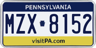 PA license plate MZX8152