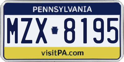 PA license plate MZX8195