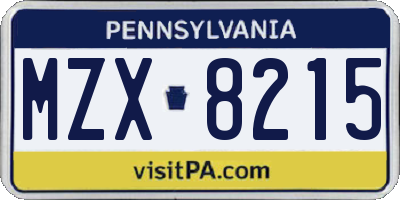 PA license plate MZX8215