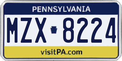 PA license plate MZX8224