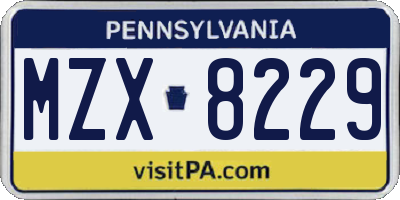 PA license plate MZX8229