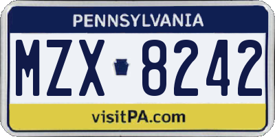 PA license plate MZX8242