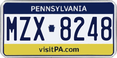 PA license plate MZX8248