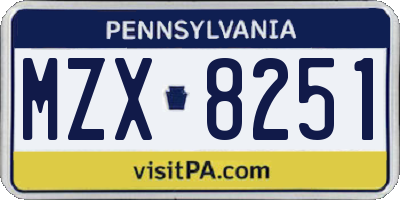 PA license plate MZX8251
