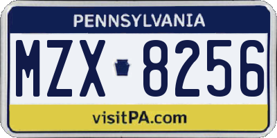 PA license plate MZX8256