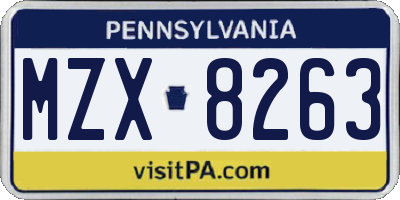 PA license plate MZX8263