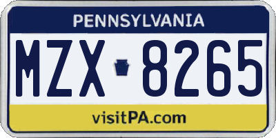 PA license plate MZX8265