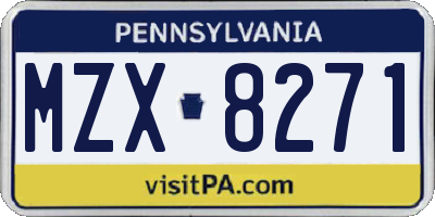 PA license plate MZX8271