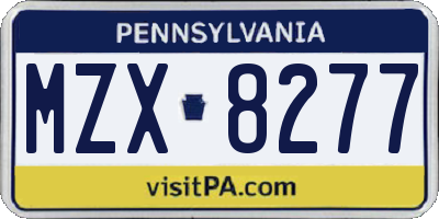 PA license plate MZX8277