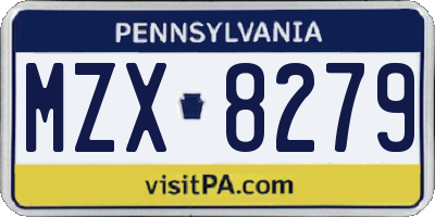 PA license plate MZX8279