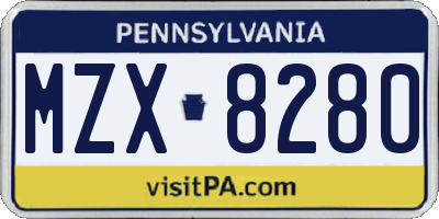 PA license plate MZX8280