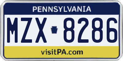 PA license plate MZX8286