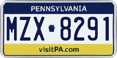 PA license plate MZX8291