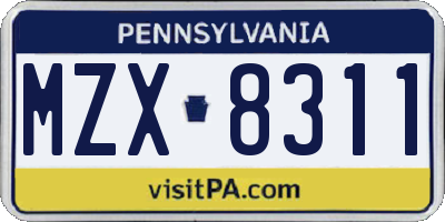 PA license plate MZX8311