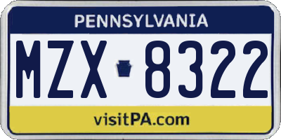 PA license plate MZX8322