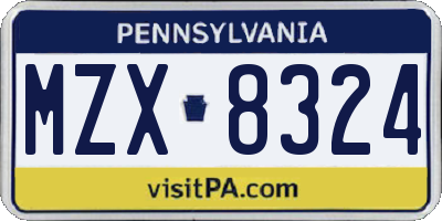 PA license plate MZX8324
