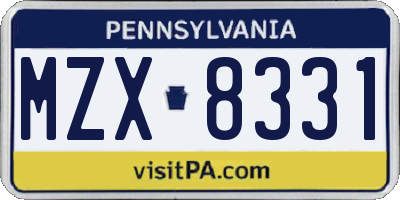 PA license plate MZX8331
