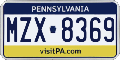 PA license plate MZX8369